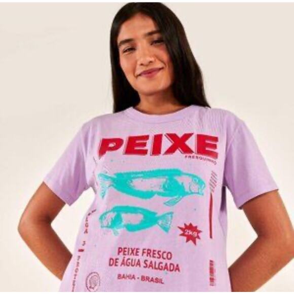 Farm Rio “Lilac Peixe” Graphic Tee Size M Excellent condition - Picture 1 of 5